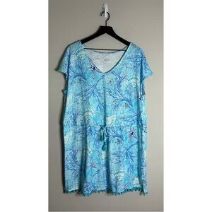Loft Beach Sea Life Print Pom Pom Trim Dress Size 1X
